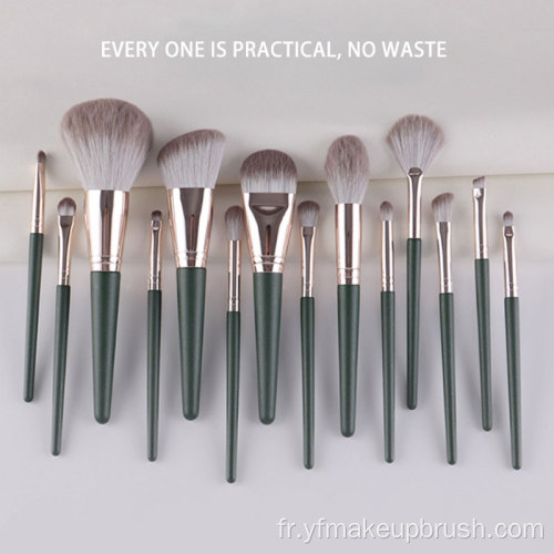 14 PCS Custom Logo Green Maquillage Brushes Set